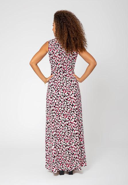 Leota Women's Sleeveless Perfect Wrap Maxi Dress in Brushstroke Leopard Fruit Dove  White by Steals