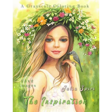 The Inspiration: Grayscale Coloring Book for Adults. Color up a magical and fantasy creatures, cute fairies and elves, beautiful girls