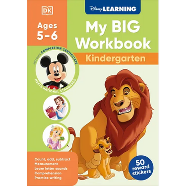 Disney Learning Big Workbook Kindergarten: Math & English Workbook for Kids Aged 5-6, Curriculum-Based
