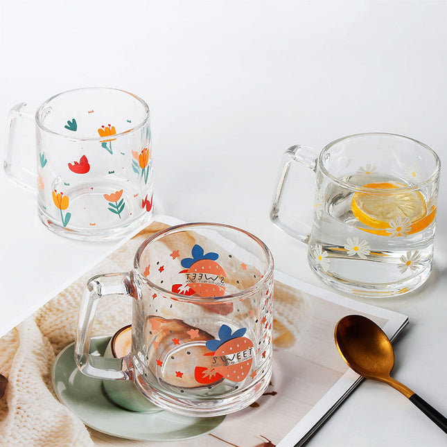Set Of Four Modern Printed Glass Mugs by Izhar Studio- CA