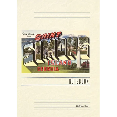 Vintage Lined Notebook Greetings from St. Simon's Island
