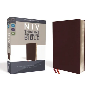 NIV, Thinline Reference Bible, Bonded Leather, Burgundy, Red Letter Edition, Comfort Print