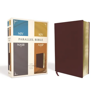 Niv, Kjv, Nasb, Amplified, Parallel Bible, Bonded Leather, Burgundy: Four Bible Versions Together for Study and Comparison