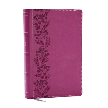NKJV Personal Size Large Print Bible with 43,000 Cross References, Pink Leathersoft, Red Letter, Comfort Print (Thumb Indexed)
