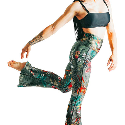 Green Thumb Printed Bell Bottoms by Yoga Democracy