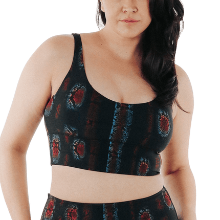 Limitless Sports Bra in Iridescent Snake - Medium Support, A - E Cups by Yoga Democracy - Vysn