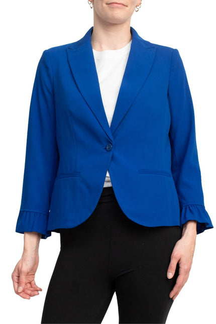 Peace of Cloth one button ruffle sleeve blazer by Curated Brands