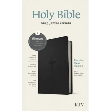 KJV Premium Value Thinline Bible, Filament Enabled (Leatherlike, Black Radiant Cross, Red Letter)