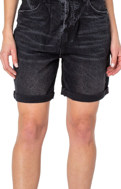Earnest Sewn Women's Cuffed Pleated Denim Shorts Gray by Steals