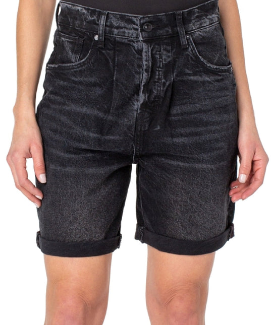 Earnest Sewn Women's Cuffed Pleated Denim Shorts Gray by Steals