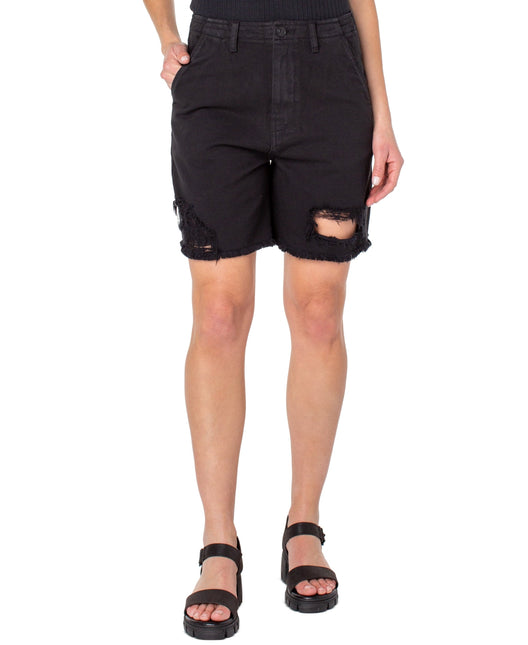 Earnest Sewn Women's Distressed Twill Denim Shorts Black by Steals