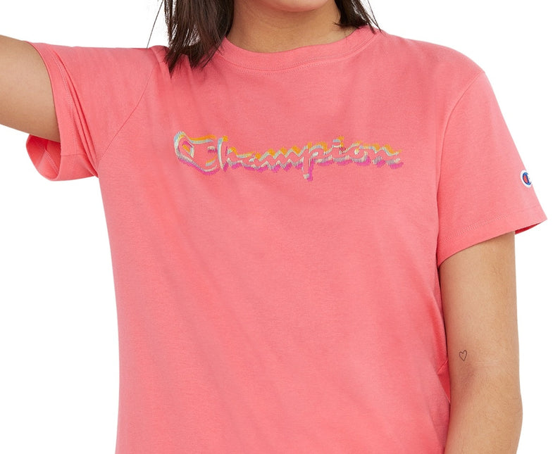Champion Women's Classic Logo T-Shirt Pink by Steals