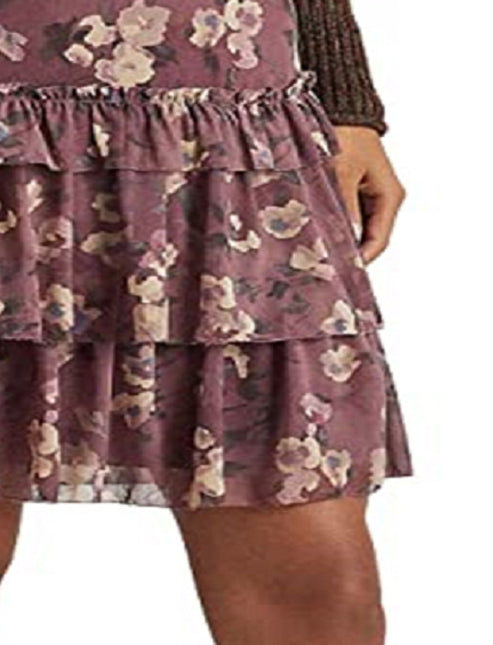Ralph Lauren Women's Floral Crinkle Georgette Miniskirt Purple by Steals