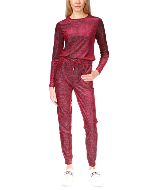 Michael Kors Women's Velvet Shimmer Long Sleeve Top Red by Steals