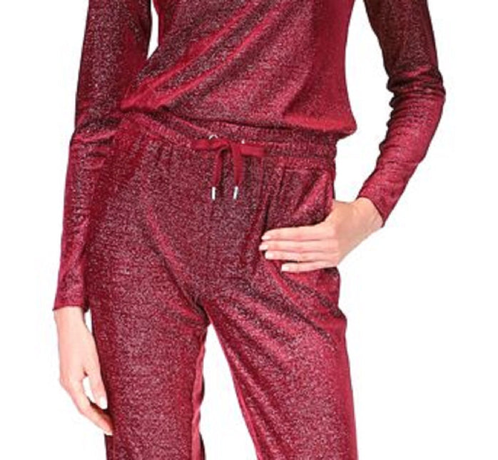 Michael Kors Women's Velvet Shimmer Long Sleeve Top Red by Steals