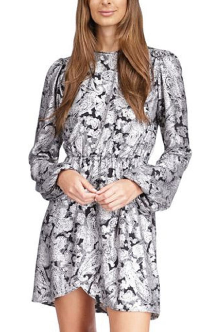 Michael Kors Women's Metallic Paisley Print Flounce Dress White Size Medium by Steals