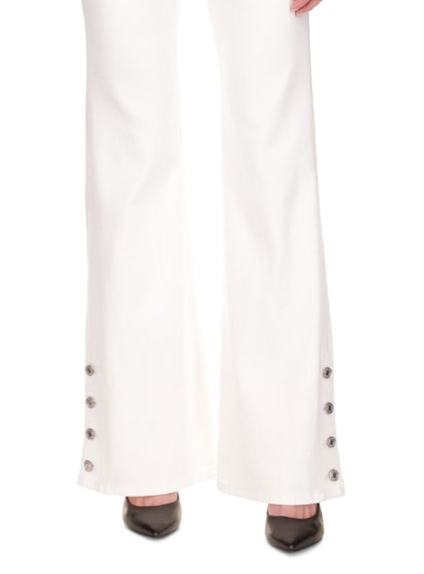 Michael Kors Women's Selma Shank Button Hem Flare Leg Denim Jeans White by Steals