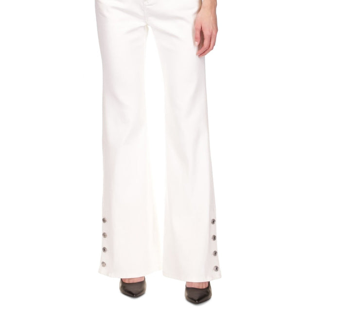 Michael Kors Women's Selma Shank Button Hem Flare Leg Denim Jeans White by Steals