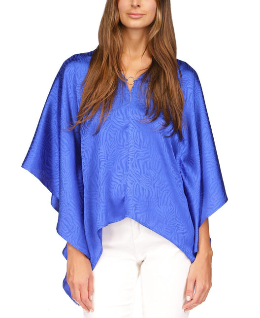Michael Kors Women's Jacquard Handkerchief Hem Top Blue Size Small by Steals