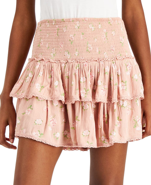 Lucky Brand Women's Floral Print Tiered Mini Skirt Pink by Steals