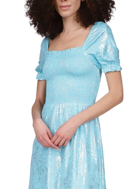 Michael Kors Women's Foil Print Smocked Peasant Dress Blue by Steals