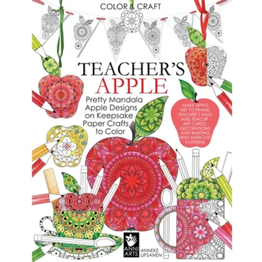 Teacher's Apple: Pretty Mandala Apple Designs on Keepsake Paper Crafts to Color