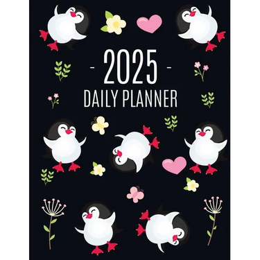 Penguin Daily Planner 2025: Keep Track of All Your Weekly Appointments! Cute Funny Black Arctic Bird Organizer (12 Months)