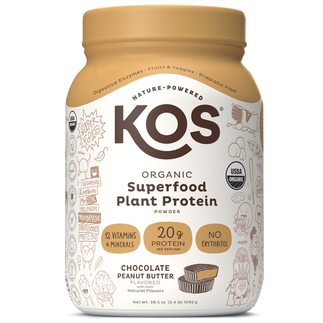 KOS Organic Plant Protein, Chocolate Peanut Butter, 28 Servings by KOS.com