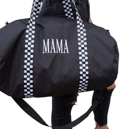 MAMA Embroidered Duffle Bag - Black Checkered by Sweetees