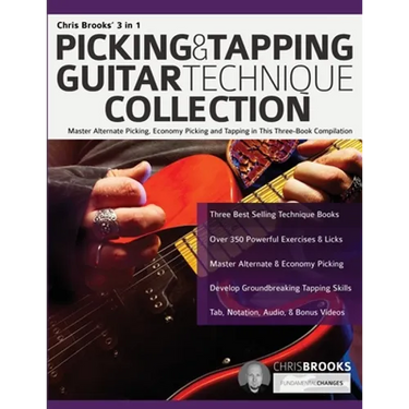 Chris Brooks' 3 in 1 Picking & Tapping Guitar Technique Collection: Master Alternate Picking, Economy Picking and Tapping in This Three-Book Compilati
