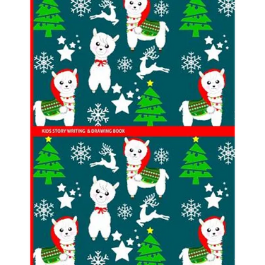 Kids Story Writing & Drawing Book: Festive Christmas Llama Pattern