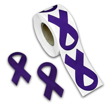 Large Purple Ribbon Stickers (250 per Roll) by Fundraising For A Cause