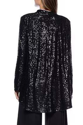 Marina Open Front No Closure Sequin Jacket Set by Curated Brands