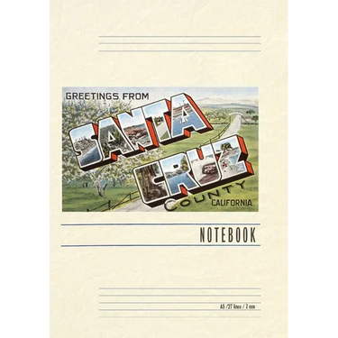 Vintage Lined Notebook Greetings from Santa Cruz, California