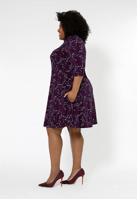 Leota Women's Melanie 3/4 Sleeve Dress (Curve) Purple Size 2X by Steals