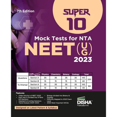 Super 10 Mock Tests for New Pattern NTA NEET (UG) 2023 - 7th Edition Physics, Chemistry, Biology - PCB Optional Questions 5 Statement MCQs Mock Tests