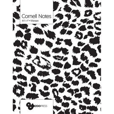 Cornell Notes: B&W Cheetah Pattern Cover - Best Note Taking System for Students, Writers, Conferences. Cornell Notes Notebook. Large
