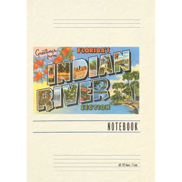 Vintage Lined Notebook Greetings from Indian River, Florida