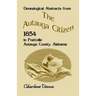 Genealogical Abstracts from the Autauga Citizen, 1854, in Prattville, Autauga County, Alabama