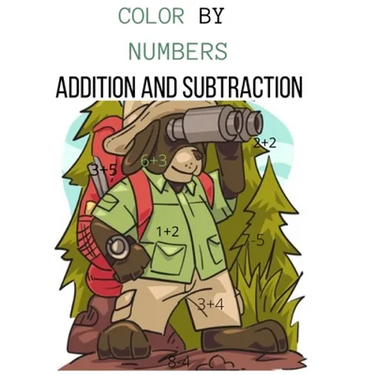 Color by Numbers Addition and Subtraction: math coloring books for kids