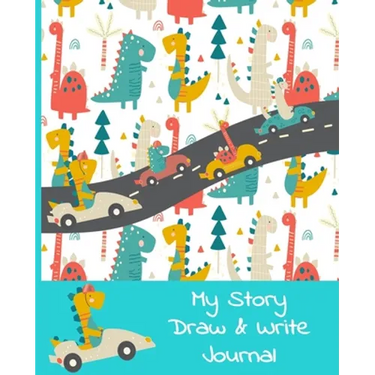 My Story Draw & Write Journal: Dino Racers Primary Notebook for Boys & Girls, Grades K-2, Half Picture Space & Half Handwriting Practice Lines. Handy