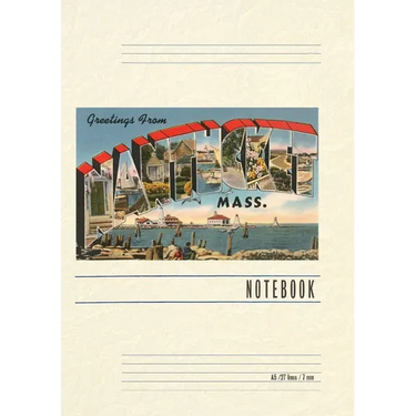Vintage Lined Notebook Greetings from Nantucket, Mass.