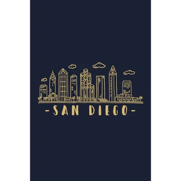 San Diego: San Diego Skyline inspired design. City of California, sights and history. Travel Cityscape.