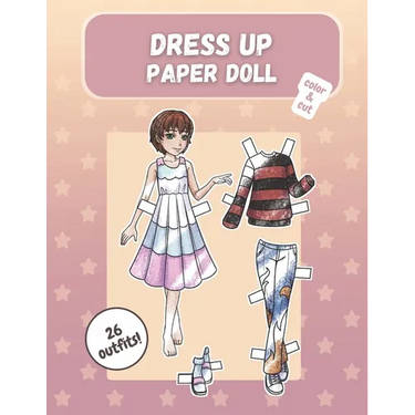 Dress up paper doll, color & cut: 26 cute casual outfits to play with