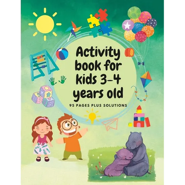 Activity Book For 3-4 Year Olds: Colouring pages, Maze, Learn to draw, Connect the dots