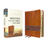 Rooted: The NIV Bible for Men, Leathersoft, Brown, Thumb Indexed, Comfort Print