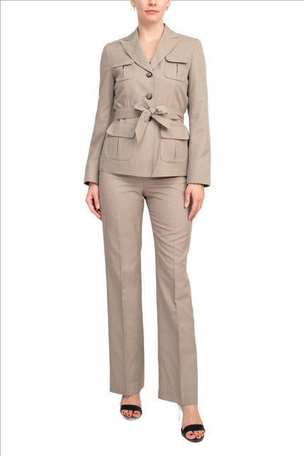 Le Suit Petite Two Piece Mélange Jacket And Pant Set by Curated Brands