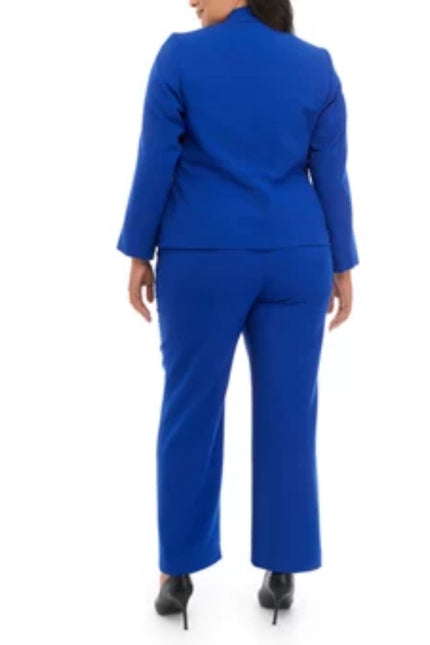 Le Suit Plus Size Crepe Two Button Notch Collar Jacket and Trouser Pant Set by Curated Brands