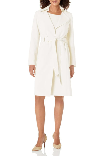 Le Suit Plus Size Crepe Belted Trench Jacket and Sheath Dress Set by Curated Brands