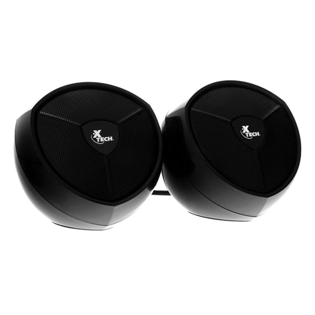 Xtech Computer Speakers Wired 5W Ikonic 2.0 Stereo Multimedia 3.5mm Audio Jack & USB for Power Black by Level Up Desks